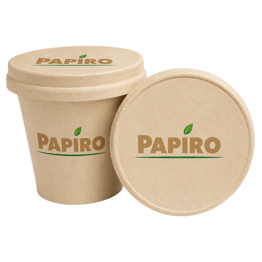 Bicchiere Papiro avana con coperchio